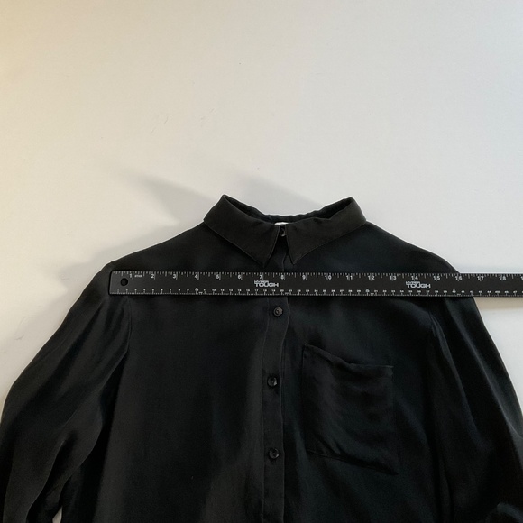 Chelsea Flower 100% Silk Button Up Blouse XS Black Open Back Sexy Night Out Y2K - Picture 9 of 13